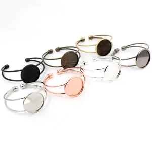 Высокое качество 25 мм 7 цветов покрытый Браслет База Браслет пустые результаты лоток Безель Настройка кабошон камео-