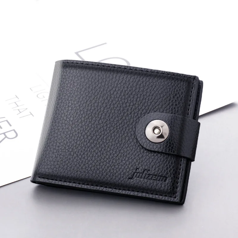 

Men'S Leather Wallet Horizontal Short Male Purses Id Credit Card Holder Coin Money Bag Monedero Hombre Father'S Day Gifts