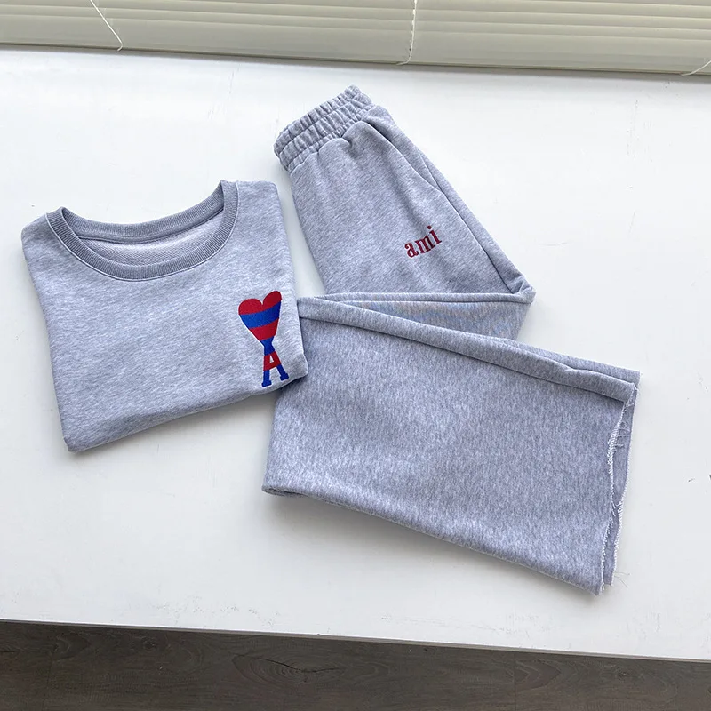 

Summer 2021 New AMI Loose Embroidery Slim Casual Sportswear Two-Piece Suit Trend