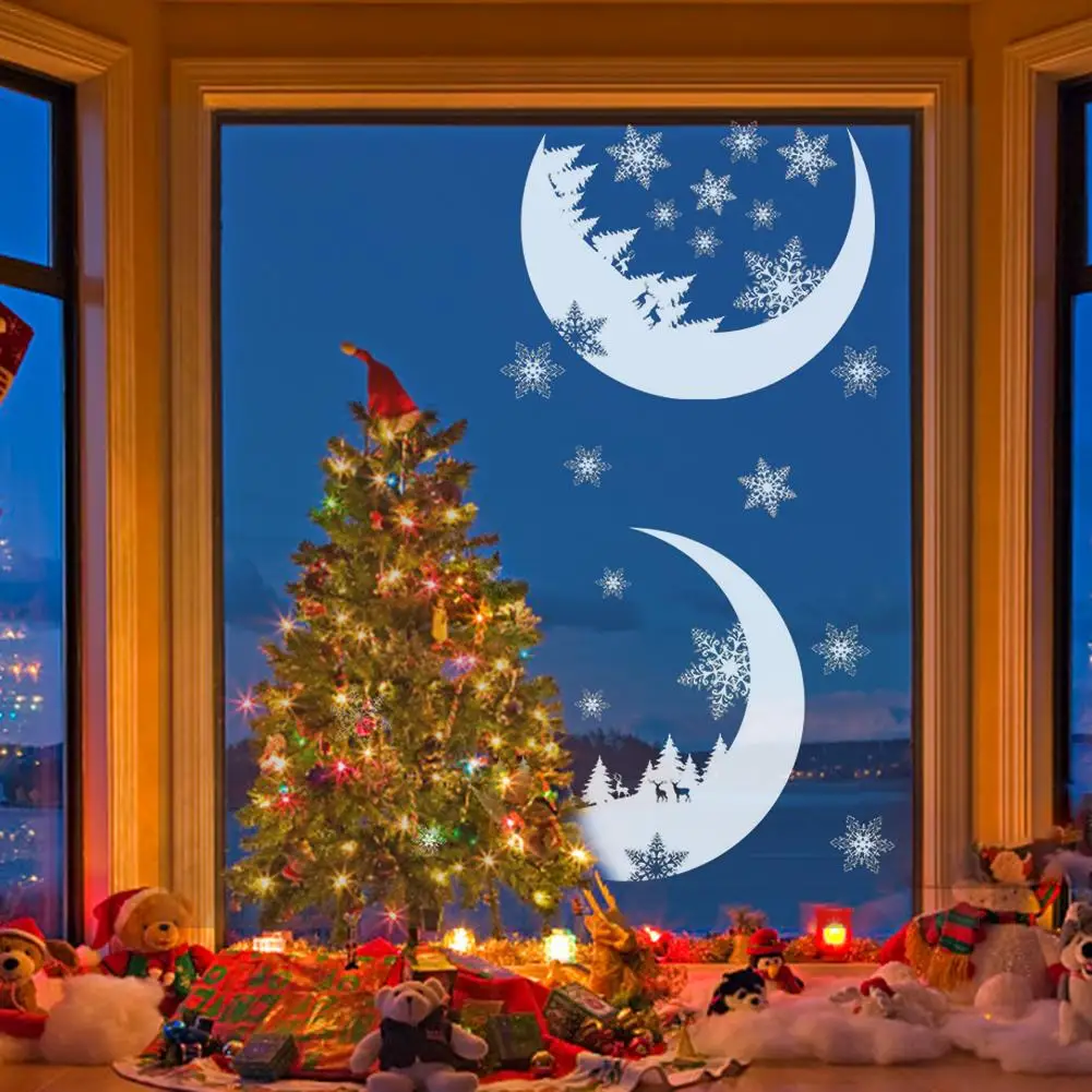 2020 Рождественский венок наклейки на стену окно стеклянная секция аппликация