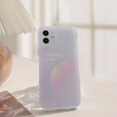 

Original Small Fresh Moon Pattern For Women And Suitable For Apple Serie Exquisite Silicone Painted Shell 2021 New Style