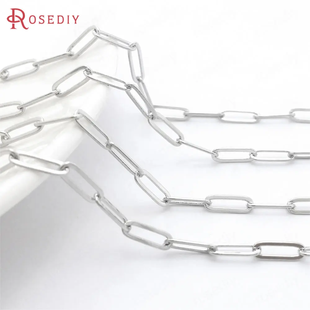 Латунная длинная звеньевая цепочка, ширина 2,5 мм, 3 мм, 5 мм, 24 К, золотого цвета, материалы для изготовления ювелирных изделий, фурнитура «сделай сам», аксессуары