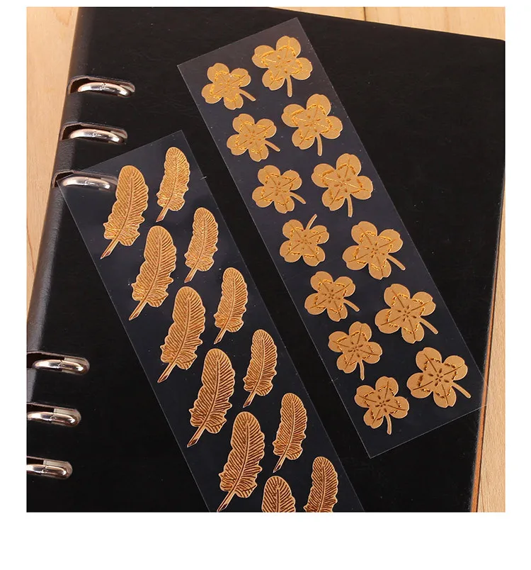 2 set Decorative Vintage Journal Diary Gold Paper Flower Plant Stickers Scrapbooking Flakes Stationery