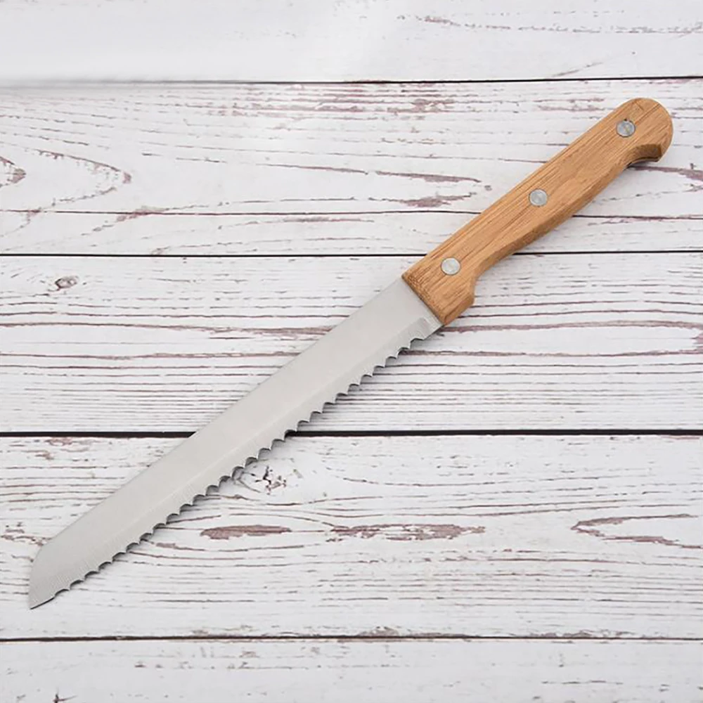Гироборд с колесами 8 дюймов Нержавеющая сталь хлеб Ножи из бамбука и дерева