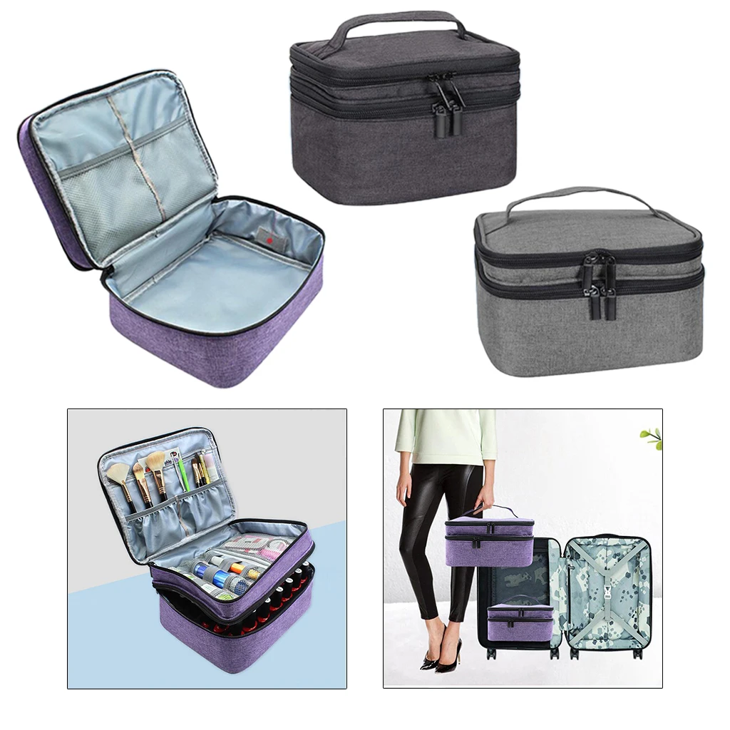 

Adjustable Nail Polish Organizer Bag Cosmetic Holder Essential Oil Perfume Manicure Tools Storage Handbag Carrying Box