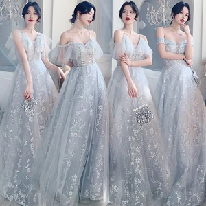 Bridesmaid Dress Spaghetti Straps V-neck Embroidery Sequined Lace Tulle V-Neck A-Line Illusion Women Wedding Party Dresses E036 Bridesmaid Dress Spaghetti Straps V-neck Embroidery Sequined Lace Tulle V-Neck A-Line Illusion Women Wedding Party Dresses E036
