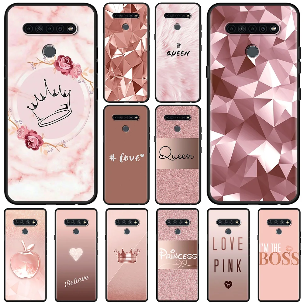 

Phone Shell For LG K71 K61 K52 K50s K50 K42 K41s K40s K40 G8 G7 ThinQ G6 Case Rose Pink Princess Queen Fundas