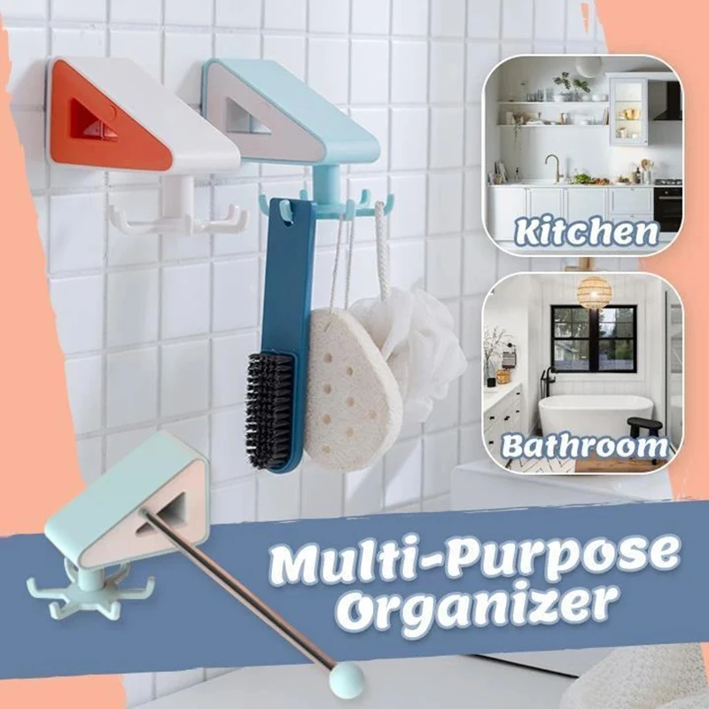 

Бесшовный вращающийся крючок со стальной трубой, без сверления, многофункциональный, для кухни, ванной, дома, многофункциональный подвесно...