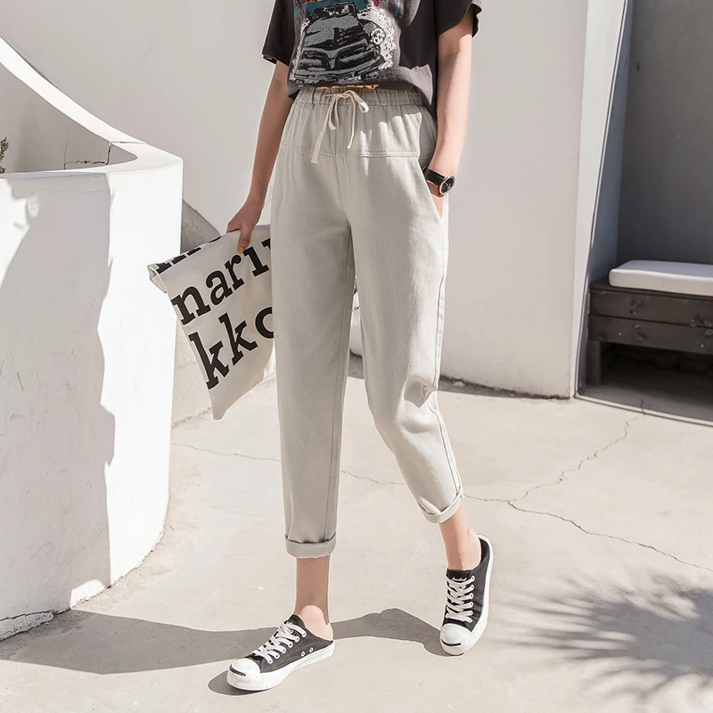 Брюки женские повседневные модные винтажные черные брюки капри уличная одежда