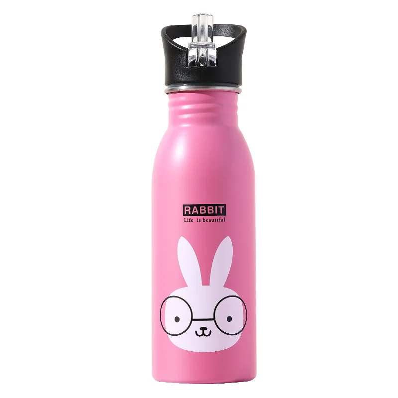 K601 Suction Nozzle Pink Rabbit Домашний Детский горшок K601 в американском стиле из 304 нержавеющей стали, Спортивная Бутылка 500 м, спортивная чашка - Color: K601 Suction Nozzle Pink Rabbit