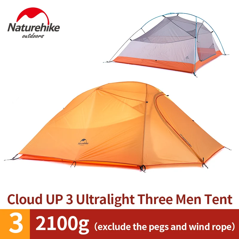 NatureHike с фабрики CloudUp 2 3 человек палатка двухслойная палатка для кемпинга уличная палатка DHL - Цвет: 3 Person Orange