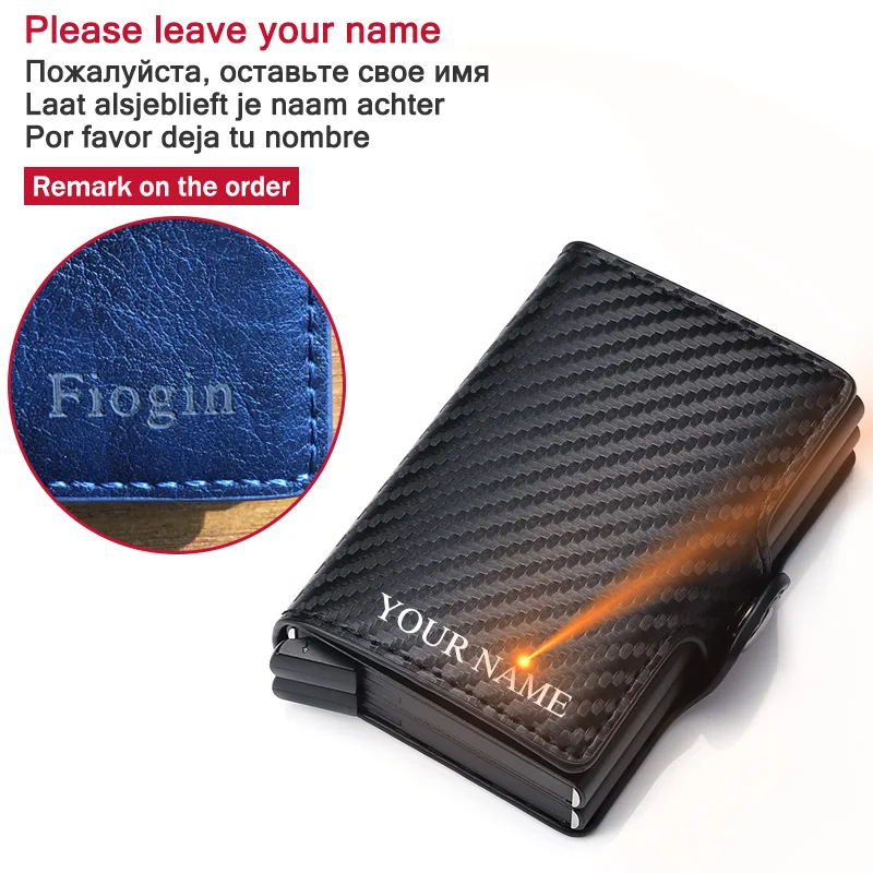leave your name Анти Rfid ID держатель для карт для мужчин бизнес кредитный держатель для карт унисекс мужской кошелек из искусственной кожи визитница двойная алюминиевая коробка - Цвет: leave your name