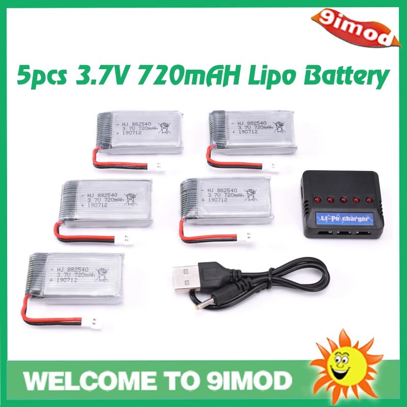 4/5/6 шт. 3,7 V 720mAh литий-полимерный Батарея с Зарядное устройство 802540 для Syma X5C X5SC Skytech M68 MJX X705C яде A8 A9 Feiyue 328 радиоуправляемая модель