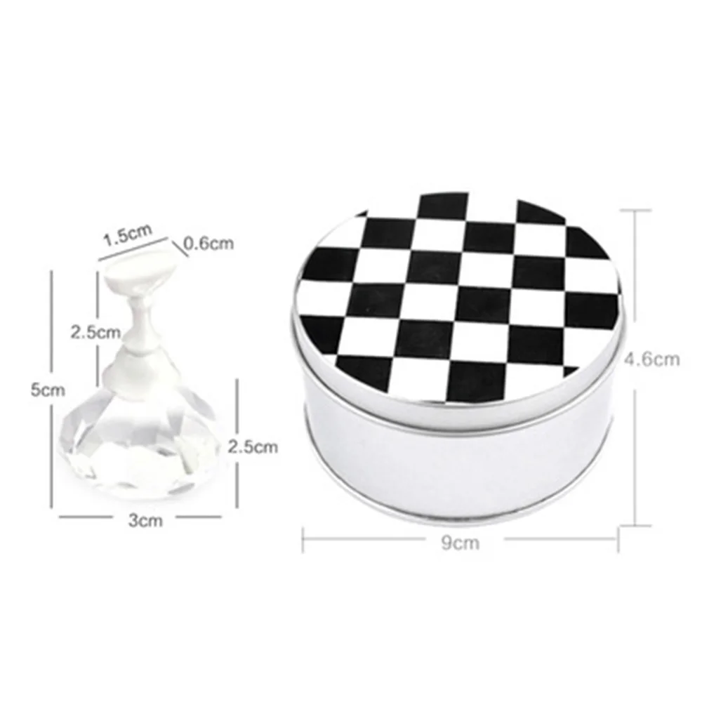 

12 Pcs Nail Art Chess Board+1 Crystal Rhinestone+1 Box Nail Tip Crystal Stand Set Luxury Salon Display Holder Manicure Tools
