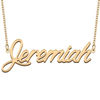 jeremiah name necklace for women stainless steel jewelry 18k gold plated nameplate pendant femme mother girlfriend gift