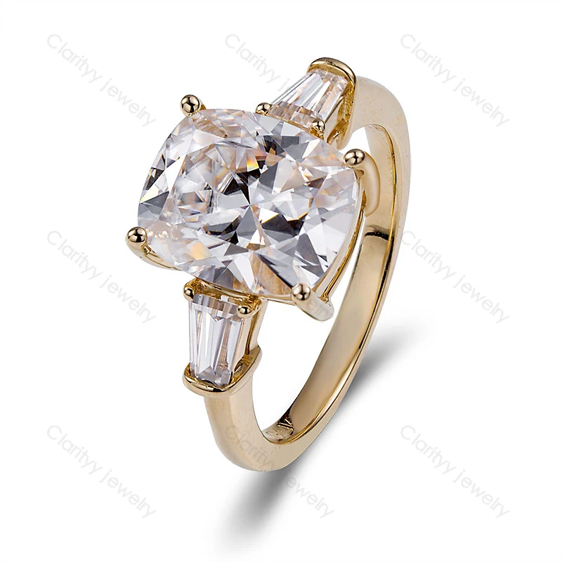 

New Design Jewelry White Cushion Cut 14K Gold Loose Moissanite Diamond Ring for Wedding