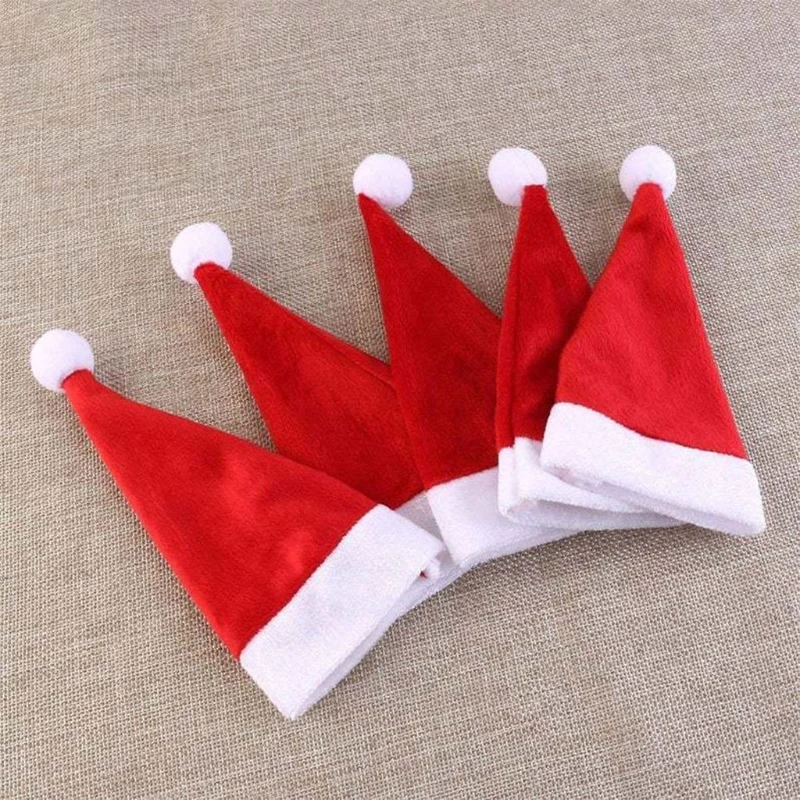 

10pcs Mini Christmas Lollipop Santa Claus Hat Wine Bottle Candy Cover Decor