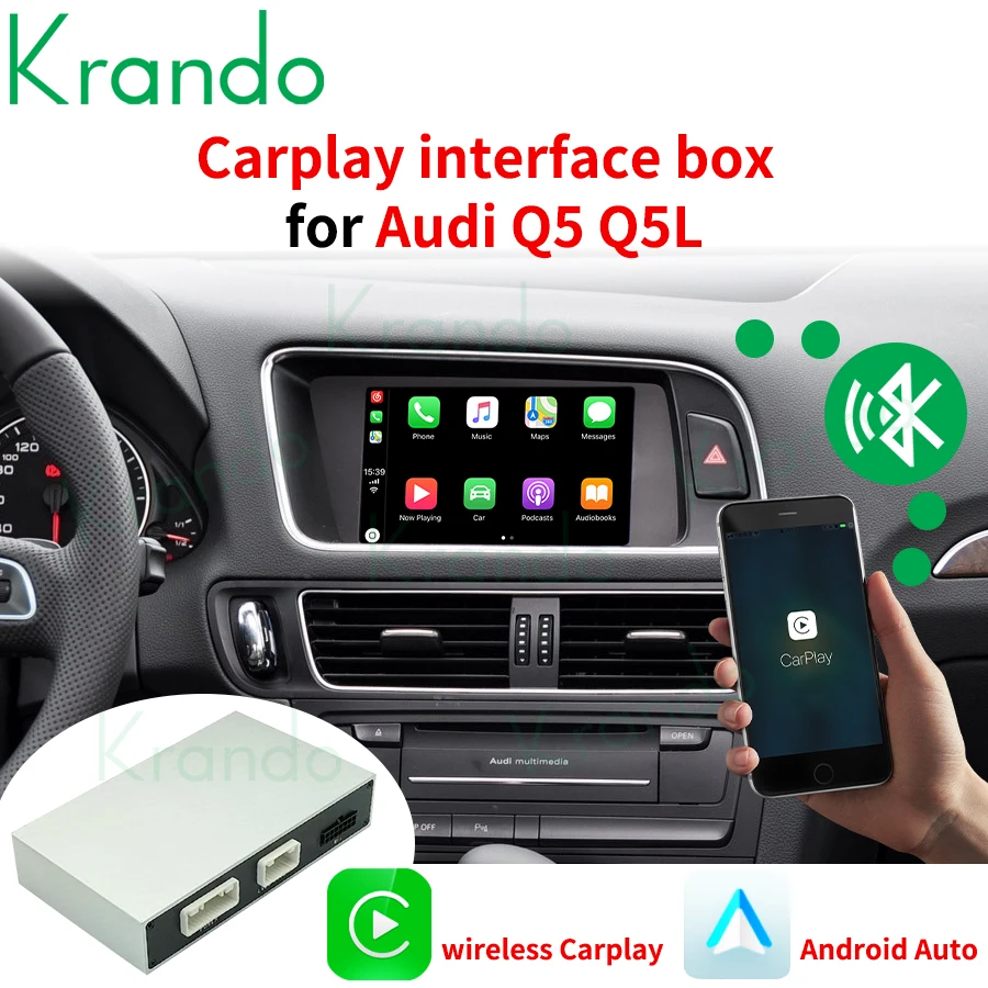 

Krando беспроводной интерфейс Carplay для Audi Q5 Q5L SQ5 2009-2020 MMI 2G 3G RMC MIB система Мультимедиа Оригинальное обновление экрана