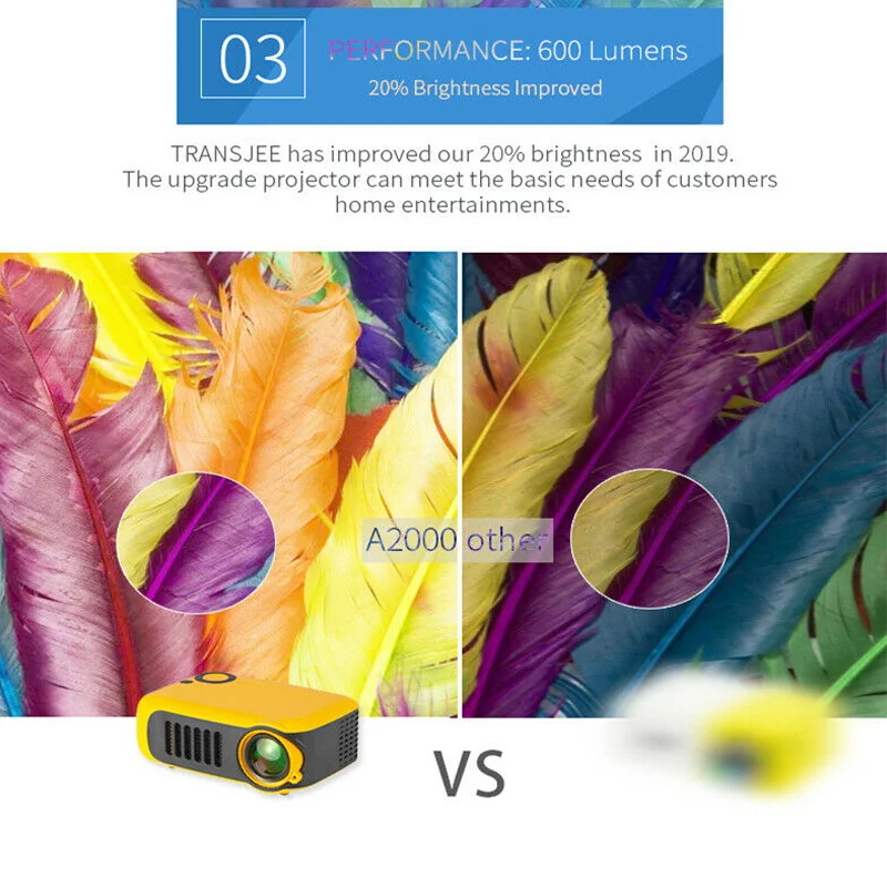 Портативный карманный мини-проектор HD 1080P LCD киновидео домашний кинотеатр HDMI USB UY8