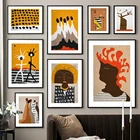 Абстрактная Минималистичная Настенная картина с изображением блока девушки дерева на холсте скандинавские постеры и принты настенные картины для декора гостиной