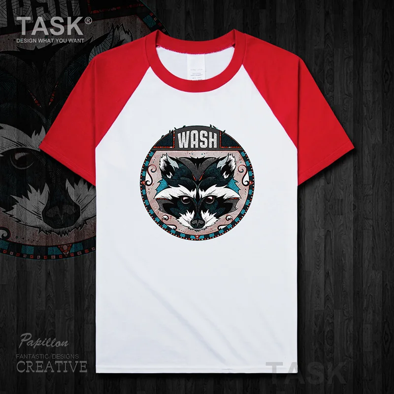 

Men t-shirt Raccoon animal illustration cute cartoon funny print cotton short sleeve clothes fashion Streetwear tops 01 0002