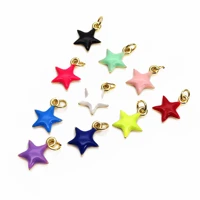 little pendant pentagram charms drops oil micro zircon gold plated stars pendant diy bracelet necklace maked accessories