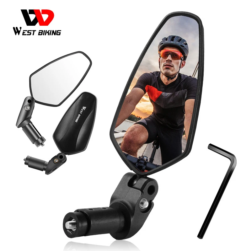

WEST BIKING Safety Bike Rear View Mirror Wide Angle MTB Road Bicycle Handlebar Mirrors 360 Adjustable Lens Cycling Accessories