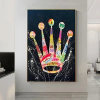 graffiti art queen crown poster painting canvas print street wall pop art picture for living room home decoration frameless