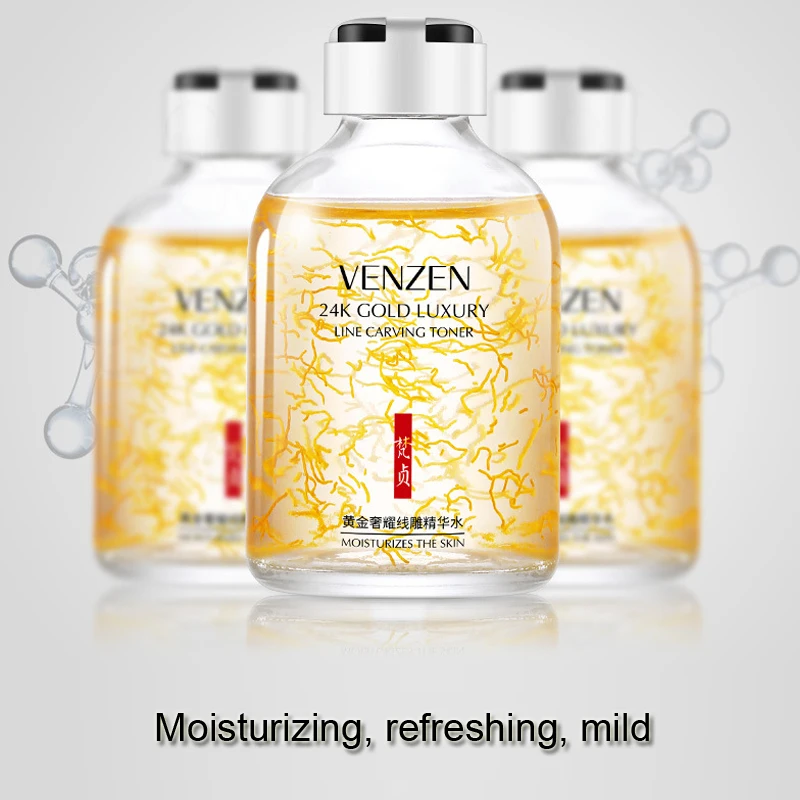VENZEN 50 мл 24K Золотая линия резьба Роскошная эссенция увлажняющий уход за кожей с сывороткой продукты
