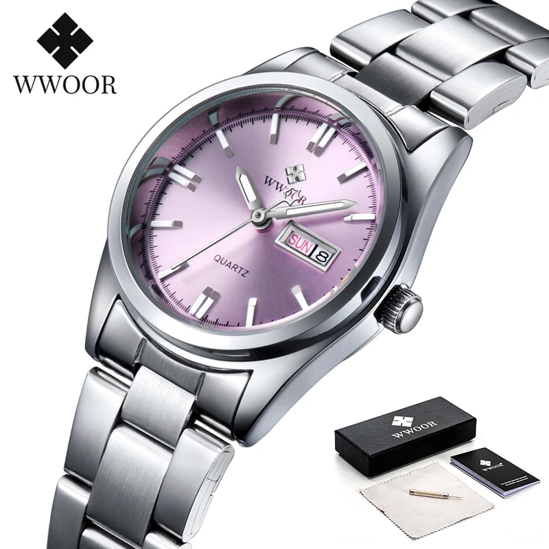 

reloj mujer WWOOR Famous Brand Luxury Romantic Women Bracelet Watches Ladies Dress Clock Small Pink Wristwatch montre femme 2020