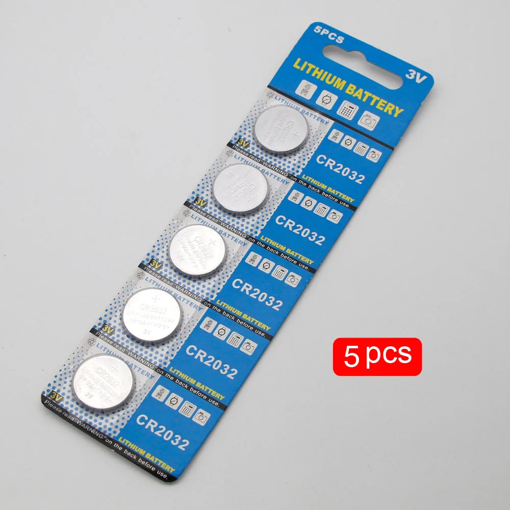 5 шт. CR2032 Кнопочная батарея 3 В литиевая Автомобильная кнопка дистанционного