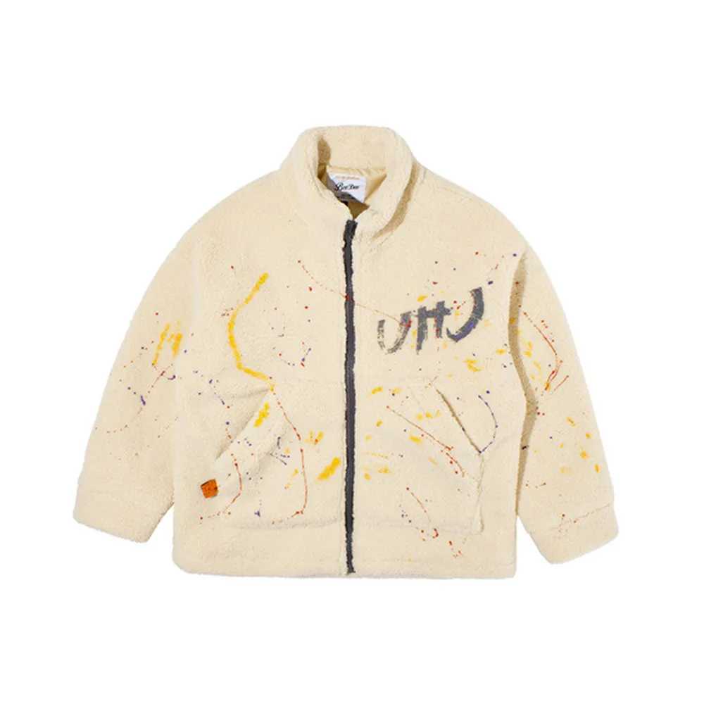 

New Lamb Wool Coat Men's Handmade Ink Lamb Velvet Stand-up Collar Cotton Jacket 2020 Men's Winter Cotton Jacket