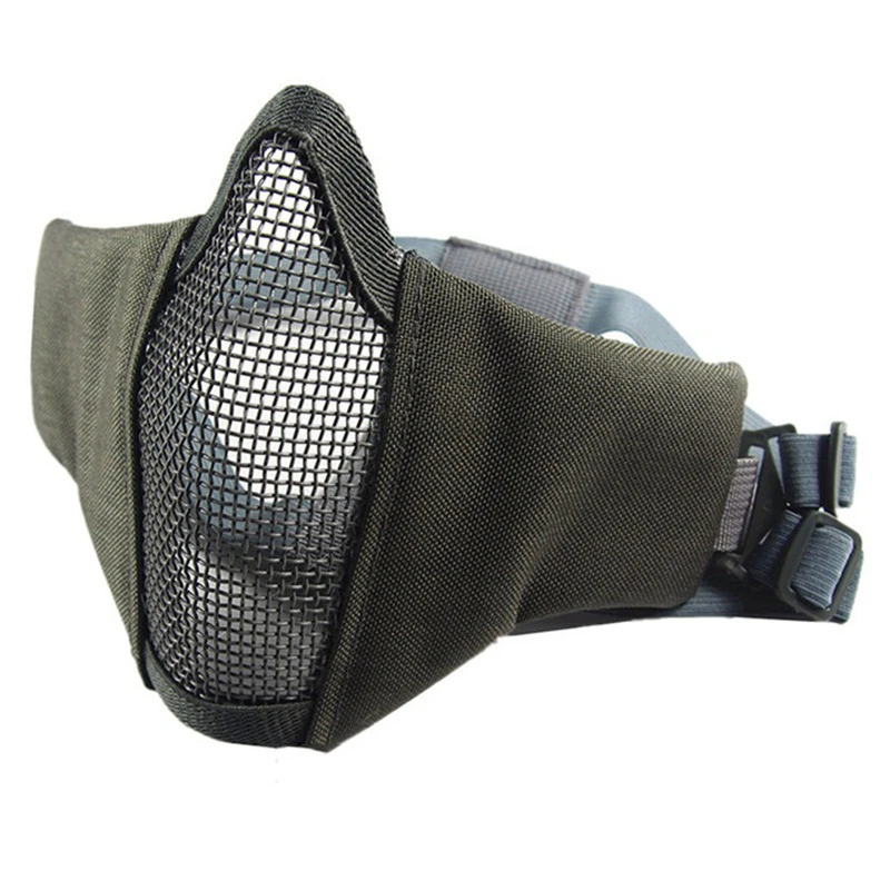 

Outdoor Half Face Tactical Mask Carbon Steel Mesh Protective Mask Field Airsoft Paintball Hunting Military Fan Equipment