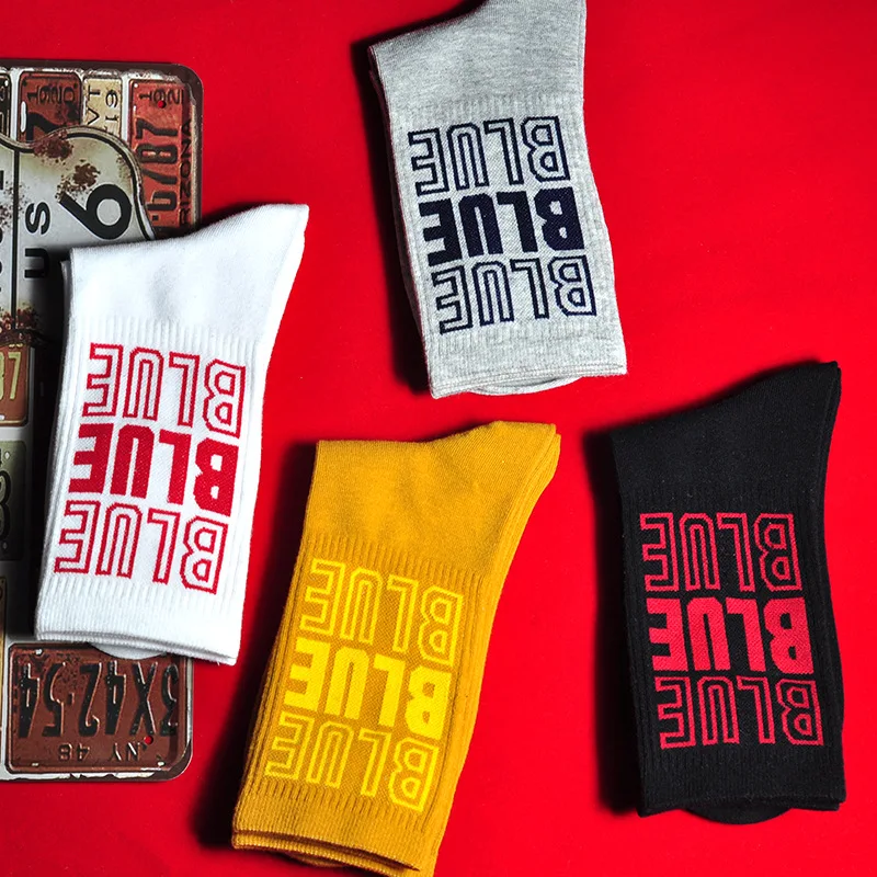 Синие носки до середины голени для взрослых с вырезами тени уникальные