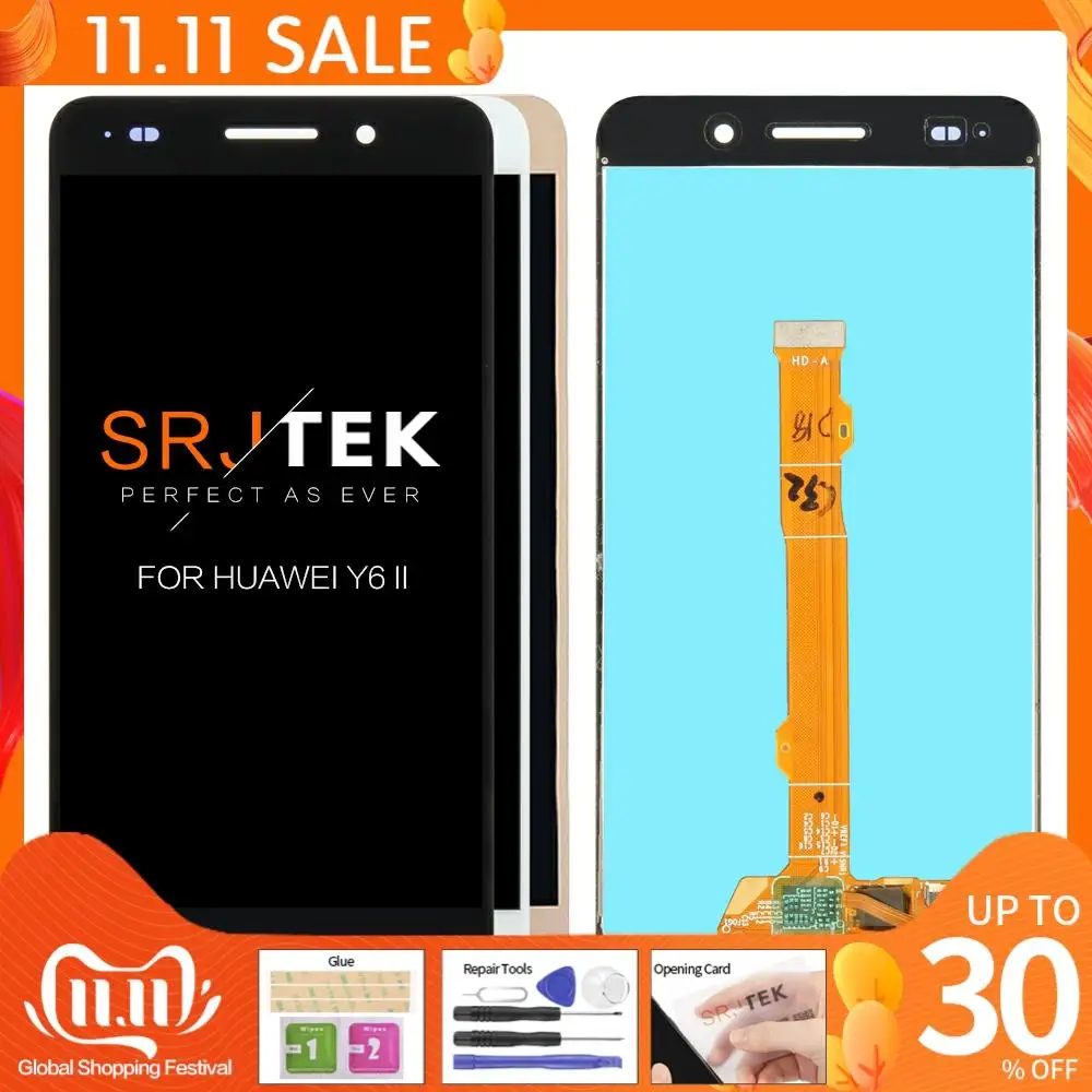 

SRJTEK Display For HUAWEI Y6 II LCD Display Touch Screen Digitizer with frame Y6II Holly 3 CAM-L23 CAM-L03 CAM-L21 CAM-AL00