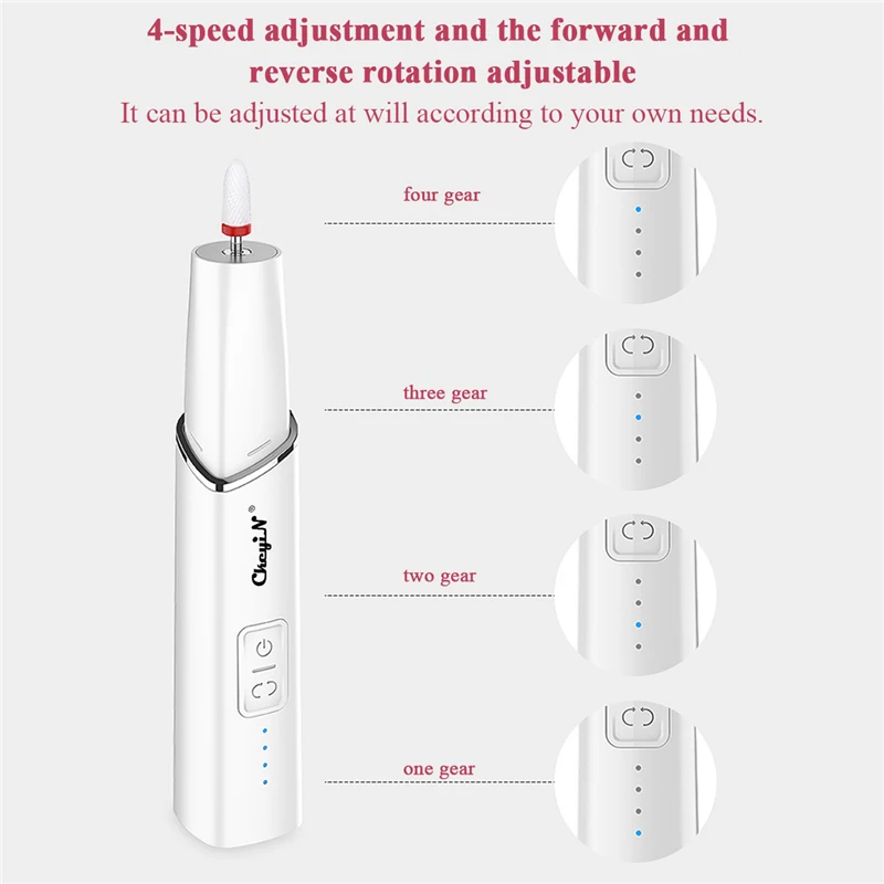 

Cordless Nail Drill Machine 15000 Rpm Rechargeable Nail Polisher Electric Nail Manicure Set Ceramic Grinding Roller Kit 4 Speeds