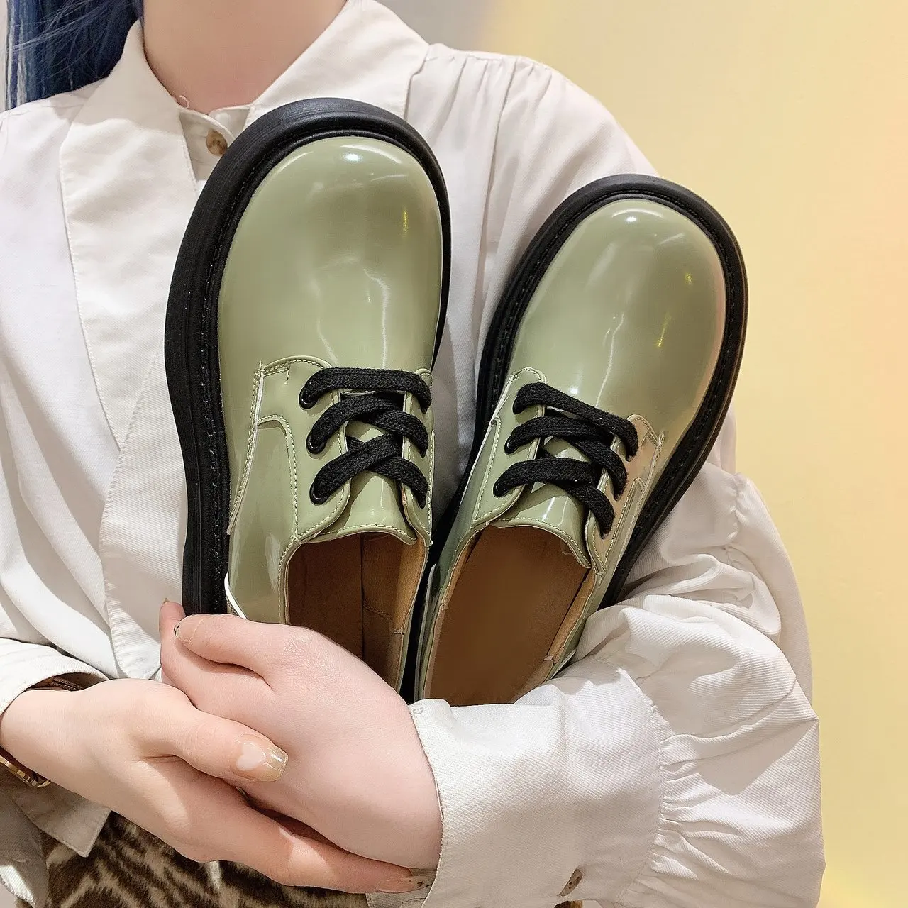 

Women's Shoes Platform Female Footwear Modis Oxfords British Style Casual Sneaker Round Toe Clogs Dress Cross 2021 New Leather P