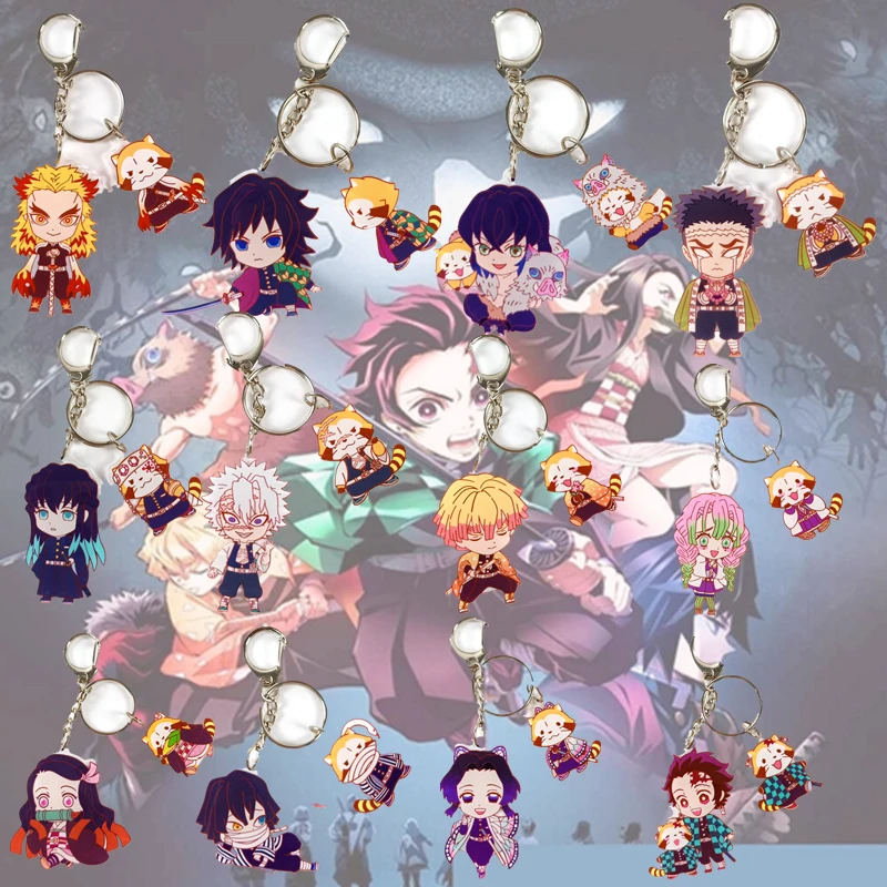 

Anime Demon Slayer Acrylic Key Chains Figure Kibutsuji Muzan Keyring Rengoku Shinjurou Kyoujurou Hashibira Inosuke Cute Keychain