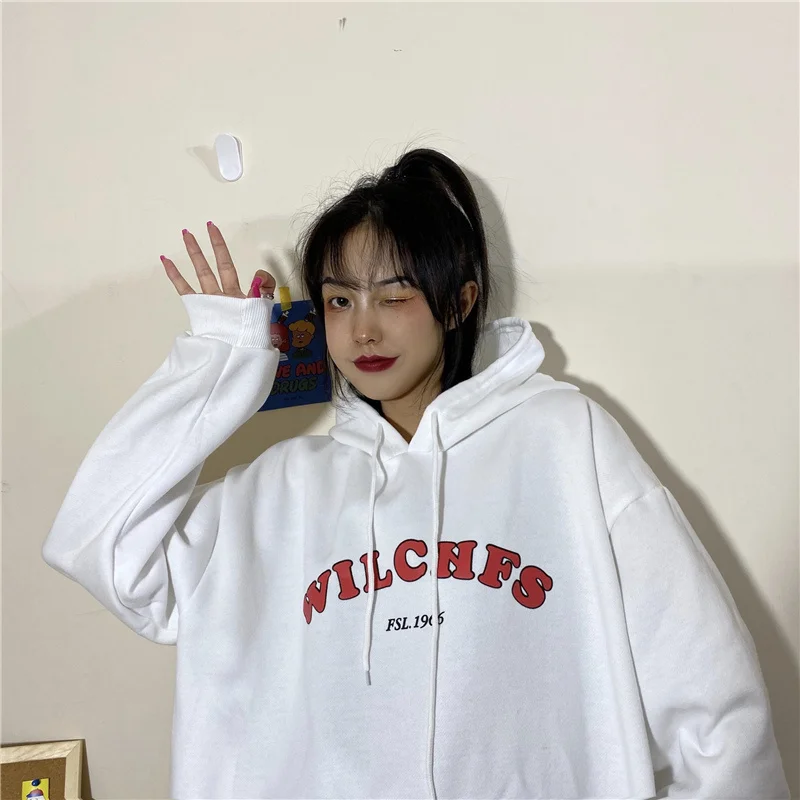 

Серый свитер с капюшоном, женский модный свободный свитер в Корейском стиле на осень и зиму