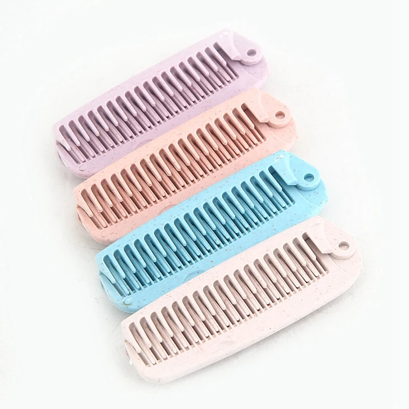 

10PCS Portable Foldable Hair Comb Brush Anti-Static Hairbrush Portable Travel Hair Brush Wheat Straw Wide Tooth Comb