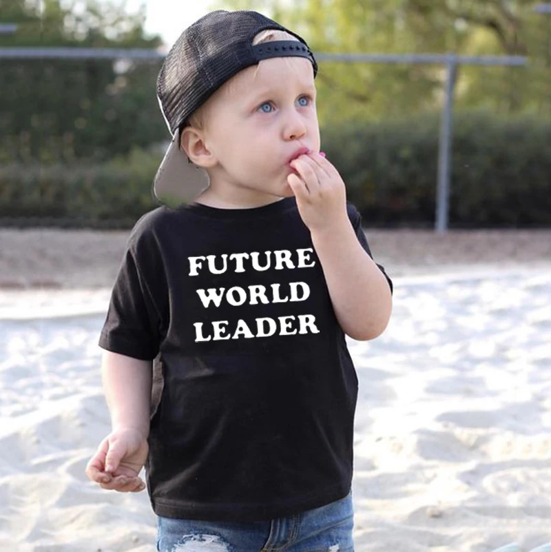 Детская футболка с надписью Future World Leader|Тройники| |