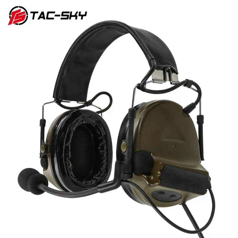 TAC-SKY COMTAC II Gel Ear Pads Hearing Protection Noise Reduction Pickup Military Airsoft Tactical Headset + U94 Kenwood  PTT
