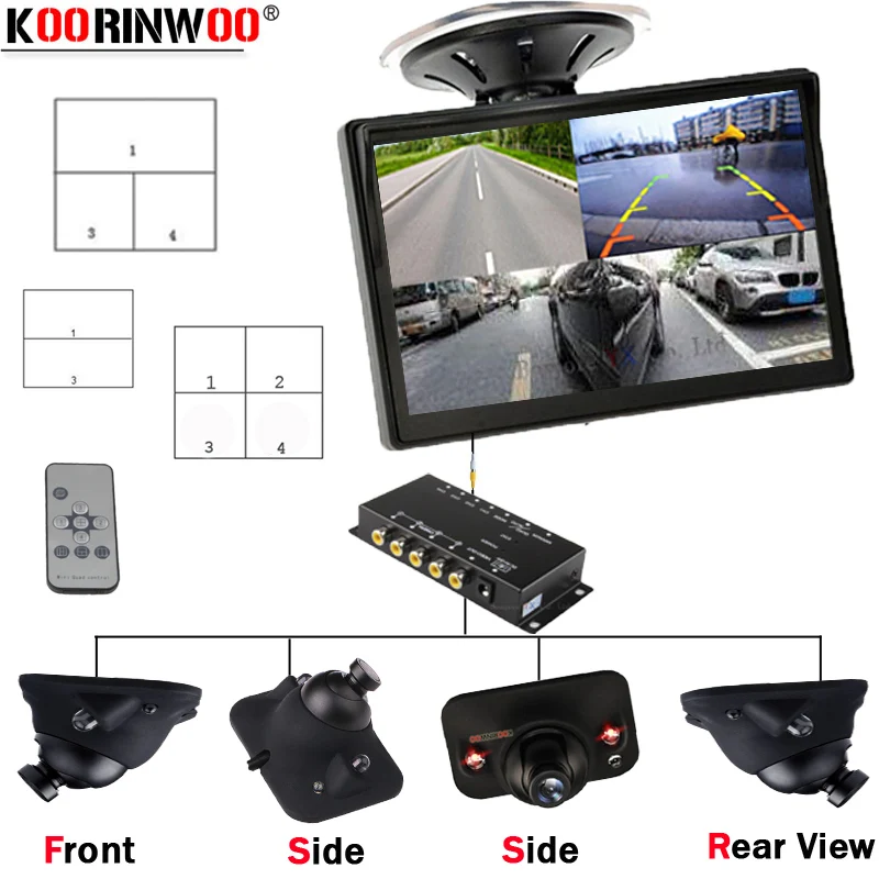 Парковочная камера Koorinwoo 360 CCD с ИК-подсветкой раздельные датчики 4 камеры