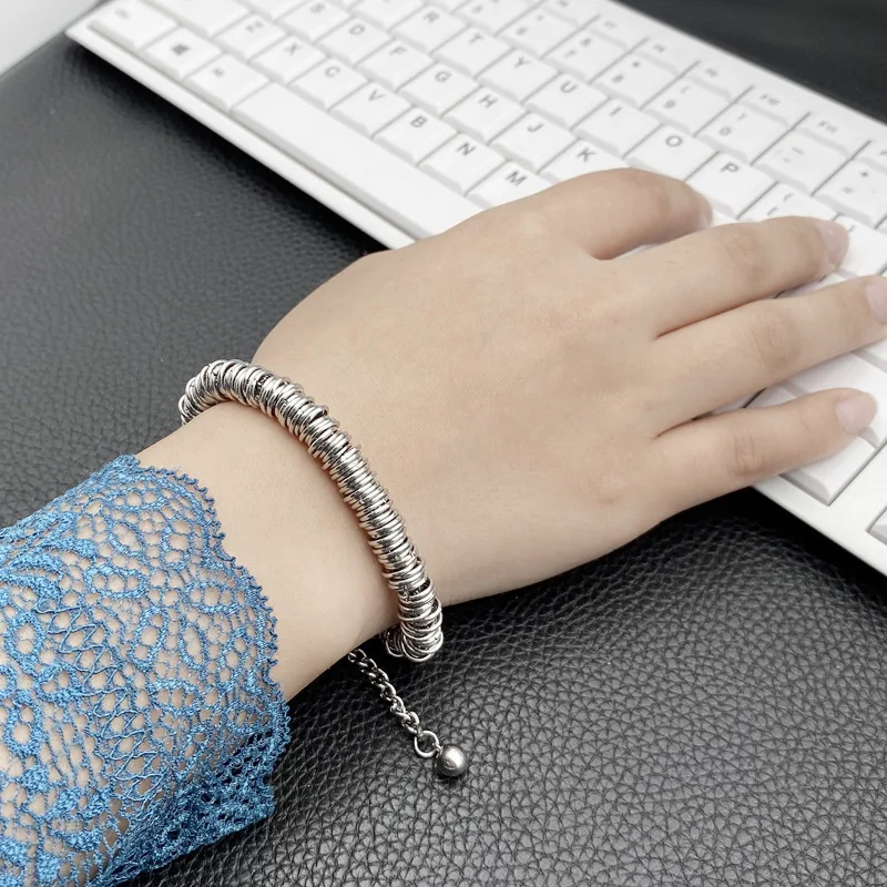 Многослойный Круглый браслет из нержавеющей стали для женщин под серебро