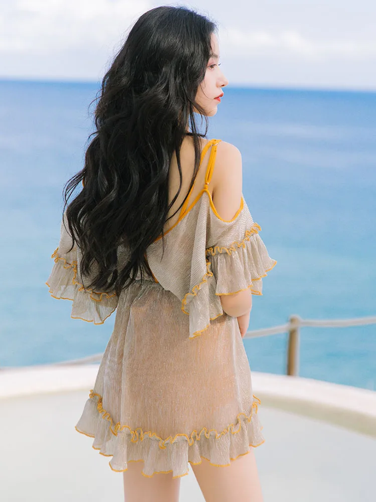 Комплект бикини размера плюс с эффектом пуш-ап женский купальник оборками