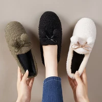 2021 new peas shoes womens explosive models plus velvet thickening all match outer wear plush shoes cute fashion pedal casual