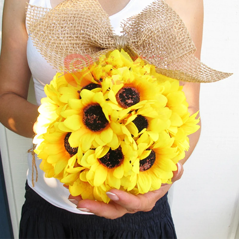 1 шт. подвесной Декор цветок шар центральный Шелковый Подсолнух Свадебные