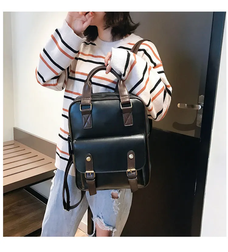 mochila feminina, школьные сумки с защитой от кражи, водонепроницаемые, для путешествий, для ноутбука, коричневый кожаный большой рюкзак для женщин, корейский дизайн