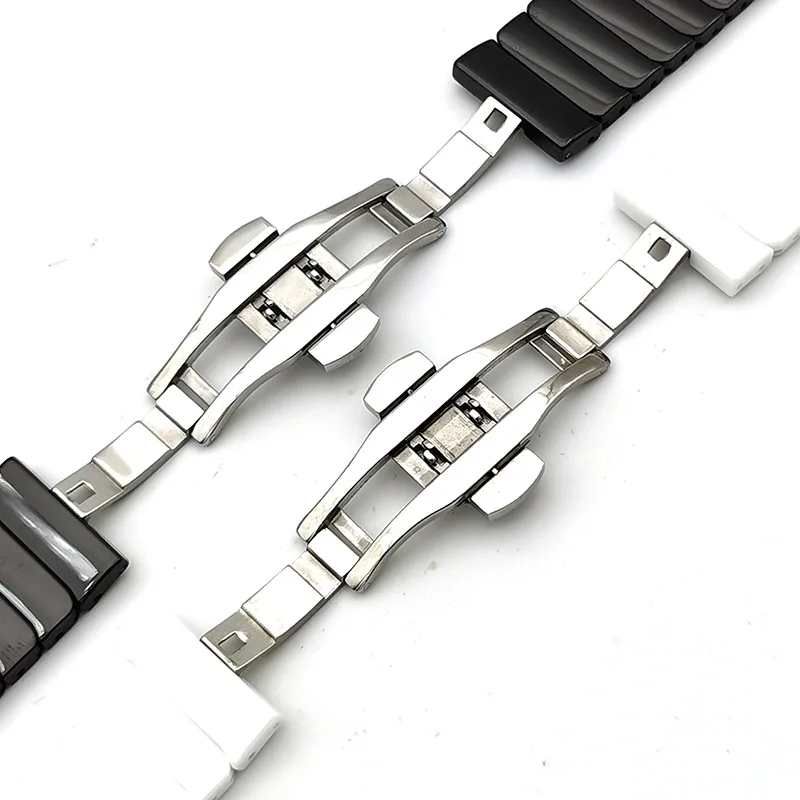 

Shadowshark 18mm/20mm/22mm Watch Band Bamboo Section White Black Ceramic Watch Strap 2021