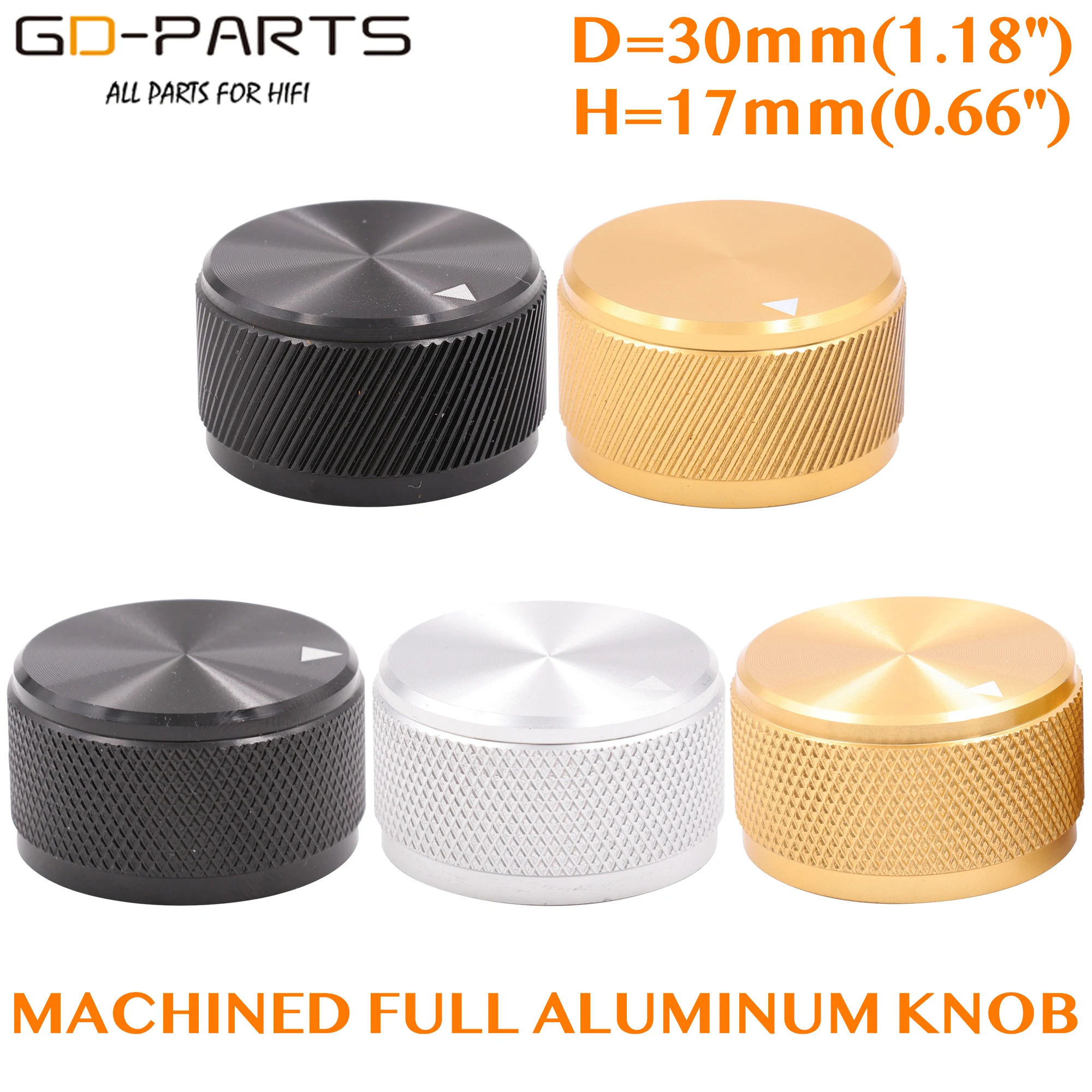 Твердая алюминиевая ручка 30*17 мм для обработки крышка потенциометра громкости Hi